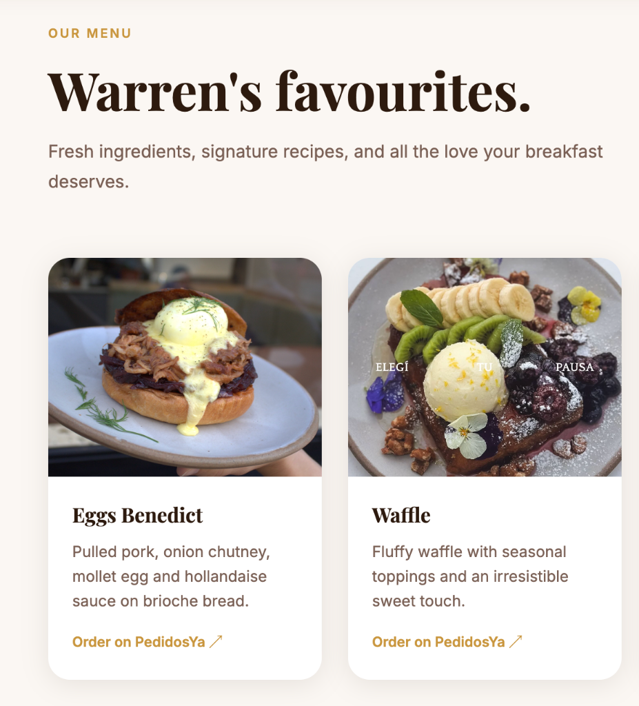 Warren Cafe Website